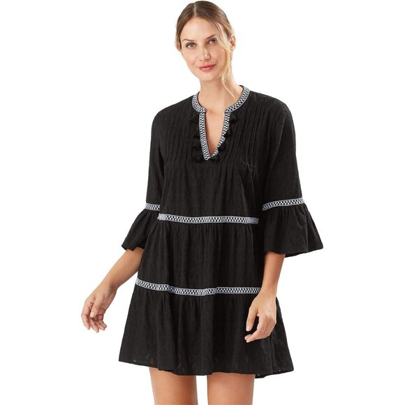 Tommy Bahama Cotton Dobby Tiered Dress Cover Up - Bright Pineapple